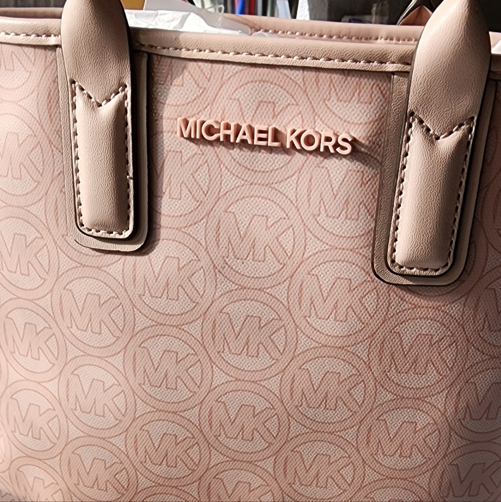 Michael Kors Pink Jodie Small Logo Jacquard Tote Bag - MSRP $348 NWT - Picture 6 of 11